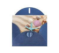 Biglietto di auguri in carta perlata con stampa di conchiglie e stelle marine, design unico, buste per ringraziamento, inviti
