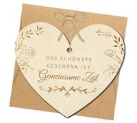 Biglietto di auguri in legno "Il miglior regalo è il tempo comune" a forma di cuore con buste, biglietto di auguri per matrimonio, compleanno, anniversario