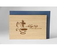 Biglietto di auguri in legno originale - per San Battesimo - 100% fatto a mano in Austria, in legno di quercia per nascita, biglietto di auguri, biglietto pieghevole, cartolina, battesimo