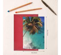 Biglietto di auguri Isole dei Caraibi, 10 x 15 cm, busta a forma di cuore, adatto per tutte le occasioni.