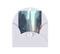 Biglietto di auguri "La città sull'acqua", 10 x 15 cm, busta a forma di cuore, adatto per tutte le occasioni.