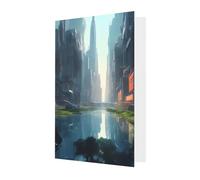 Biglietto di auguri "La città sull'acqua", 10 x 15 cm, busta a forma di cuore, adatto per tutte le occasioni.