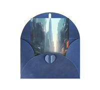 Biglietto di auguri "La città sull'acqua", 10 x 15 cm, busta a forma di cuore, adatto per tutte le occasioni.