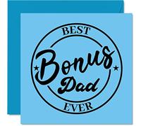 Biglietto di auguri la festa del papà del passadino con scritta "Best Bonus Dad Ever - Divertente biglietto di auguri la festa del papà di Step-Son Daughter 145mm il compleanno del patrigno