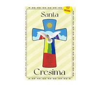 Biglietto di Auguri La SANTA CRESIMA - finiture Oro Lucido - con disegno di Croce con colomba e i sette doni dello Spirito Santo - biglietto augurale PORTASOLDI completo di busta