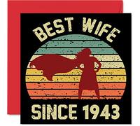 Biglietto di auguri l'anniversario della moglie del marito con scritta in inglese Best Wife Since 1943" con scritta I Love You 80° anniversario di matrimonio 145mm