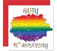 Biglietto di auguri LGBT con zaffiro gay per marito moglie Happy Aniversary per 45° anniversario di matrimonio per partner 145mm Gay Pride LGBT biglietti di auguri per quarantacinquesimo anniversario
