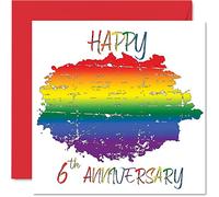Biglietto di auguri LGBT Gay Candy Anniversario Marito Moglie - Happy Aniversary - Happy 6th Wedding Anniversary Partner 145mm Gay Pride LGBT Sesto Anniversario