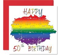 Biglietto di auguri LGBT il 50° compleanno del partner con scritta in lingua inglese Happy 50th Birthday LGBT biglietto di auguri il cinquantesimo compleanno della fidanzata e del