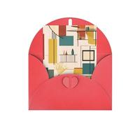 Biglietto di auguri moderno di metà secolo, 10,2 x 15,2 cm, busta a forma di cuore, adatto per tutte le occasioni.