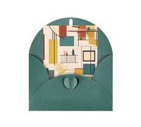 Biglietto di auguri moderno di metà secolo, 10,2 x 15,2 cm, busta a forma di cuore, adatto per tutte le occasioni.