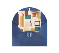 Biglietto di auguri moderno di metà secolo, 10 x 15 cm, confezione a forma di cuore, adatto per tutte le occasioni.