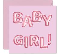 Biglietto di auguri neonata con scritta "Congratulations It's a Beautiful Baby Girl" neonata ben fatto con scritta in lingua inglese "Welcome to the World" 145mm genitori