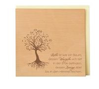 Biglietto di auguri originale in legno - Albero della vita - Amore, radici, ramoscelli - in legno di ciliegio, biglietto regalo, biglietto di auguri, cartolina, biglietto di auguri, biglietto