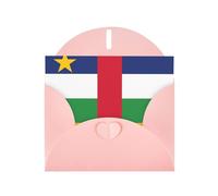 Biglietto di auguri orizzontale con bandiera dell'Africa centrale con busta a forma di cuore rosa e scritta vari saluti per le vacanze