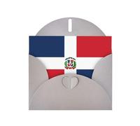 Biglietto di auguri orizzontale Repubblica Dominicana con busta grigia a forma di cuore e scrivere vari saluti di festa