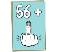 Biglietto di auguri per 57° compleanno, 56 + 1, divertente biglietto di compleanno per donne o uomini di 57 anni, 12,7 x 17,7 cm