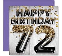 Biglietto di auguri per 72° compleanno da uomo - Palloncini glitterati neri e dorati - Biglietti di auguri per 72 anni per papà nonno nonno 145mm 72° compleanno 72° compleanno 72° compleanno regalo
