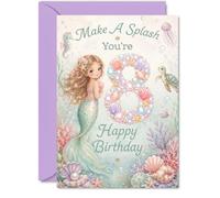 Biglietto di auguri per 8° compleanno, con scritta "Make a Splash on Your Big Day"