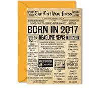 Biglietto di auguri per 8° compleanno per ragazze e ragazzi, The Birthday Press Newspaper - Biglietto di auguri per 8 compleanno per nipote, figlia, fratello, cugino, nipote, 12,7 x 17,8 cm