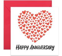 Biglietto di auguri per anniversario di matrimonio, per coppia, motivo cuore rosso, biglietto quadrato, interno bianco con busta