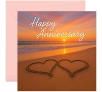 Biglietto di auguri per anniversario di matrimonio, per moglie e marito, quadrato, interno bianco con busta di alta qualità