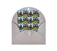 Biglietto di auguri per auguri di compleanno con stampa di mucche bianche e nere verticali