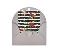 Biglietto di auguri per auguri di compleanno con stampa verticale di rose rosse e strisce bianche nere