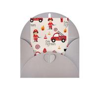 Biglietto di auguri per compleanno, Ringraziamento, Natale, Capodanno con stampa di bambini e bambine in vigili del fuoco