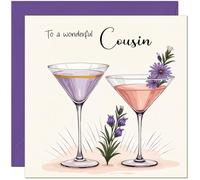 Biglietto di auguri per cugino con scritta in lingua inglese "Beautiful Cousin", per compleanno femminile, cocktail, biglietti di compleanno per cugina