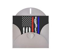 Biglietto di auguri per festa di compleanno con buste, motivo: vigile del fuoco con bandiera degli Stati Uniti, colore: rosso