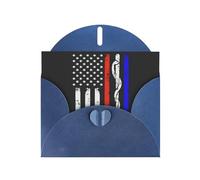 Biglietto di auguri per festa di compleanno con buste, motivo: vigile del fuoco con bandiera degli Stati Uniti, colore: rosso