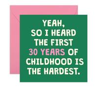 Biglietto di auguri per i primi 30 anni di infanzia, divertente, per lui, lei, amici, fratelli, sorelle, colleghi, fratelli, sorelle, fratelli, sorelle, scherzi per il 30° compleanno, fornito con