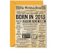 Biglietto di auguri per il 12° compleanno per ragazze e ragazzi, The Birthday Press Newspaper - Happy 12 biglietti di compleanno per nipote, nipote, nipote, figlio, nipote, 12,7 x 17,8 cm