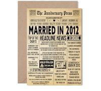 Biglietto di auguri per il 13° anniversario di matrimonio, per donne e uomini, con giornale vintage sposato nel 2012, biglietto di auguri per il 13° anniversario di matrimonio, per partner, marito