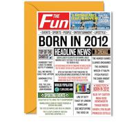 Biglietto di auguri per il 13° compleanno per ragazzi e ragazze, con scritta "Born In 2012 Newspaper" (lingua italiana non garantita)