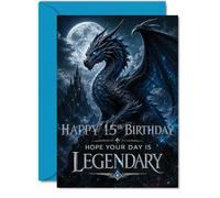 Biglietto di auguri per il 15° compleanno, scena Epic Dragon Fantasy