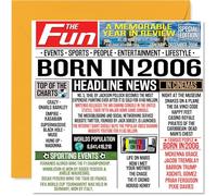 Biglietto di auguri per il 19° compleanno per uomini e donne, figlia | Con giornale Born In 2006, Happy 19 Birthday Card per figlio, cugino, vintage, retro nel 2006