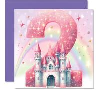 Biglietto di auguri per il 2° compleanno per ragazze, castello della principessa delle fate, biglietto di auguri di compleanno per bambina di 2 anni, sorella, cugina, figlioccia, figlioccia