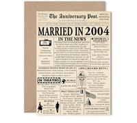 Biglietto di auguri per il 21° anniversario di matrimonio, per donne e uomini, con scritta in lingua inglese "Newspaper Married in 2004", per marito, moglie, compagno, partner, 12,7 x 17,8 cm
