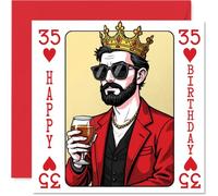 Biglietto di auguri per il 35° compleanno da uomo, con biglietto da gioco per re, biglietto di auguri per 35 anni, cugino, vicino, papà, marito, 145 mm