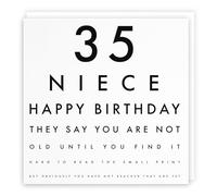 Biglietto di auguri per il 35° compleanno della nipote - 35 nipote - Happy Birthday - They Say You Are Not Old Until You Find It Hard To Read The Small Print… - Collezione lettere