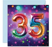 Biglietto di auguri per il 35° compleanno per donne e uomini, palloncino in lamina arcobaleno, biglietto di auguri per 35 anni, donna, uomo, papà, amico, nipote, 145 mm