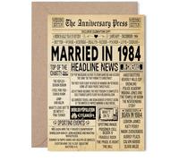 Biglietto di auguri per il 41° anniversario di matrimonio, per donne e uomini, con giornale vintage sposato nel 1984, biglietto di auguri per il 41° anniversario di matrimonio, per partner, marito