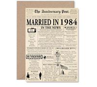 Biglietto di auguri per il 41° anniversario di matrimonio, per uomo e donna, con scritta in lingua inglese "Newspaper Married in 1984" (lingua italiana non garantita)