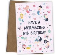 Biglietto di auguri per il 5° compleanno con sirena, per ragazze, per compleanno 5-5° compleanno, figlia, nipote, dio, figlia