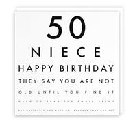 Biglietto di auguri per il 50° compleanno della nipote - 50 nipote - Happy Birthday - They Say You Are Not Old Until You Find It Hard To Read The Small Print… - Collezione Lettere