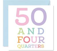 Biglietto di auguri per il 51° compleanno per uomini e donne, 50 e quattro quarti, biglietto di auguri per 51 anni, uomo, donna, tata, fratello, cugino, 145 mm