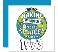 Biglietto di auguri per il 52° compleanno per donne e uomini, con scritta in lingua inglese "Making the World a Better Place", per nonna, figlia, amica, collega, fratello, nonno, 145 mm