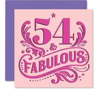 Biglietto di auguri per il 54° compleanno da donna, favoloso, biglietto di auguri di compleanno per donna di 54 anni, vicina, zia, nonna, nonna, 145 mm